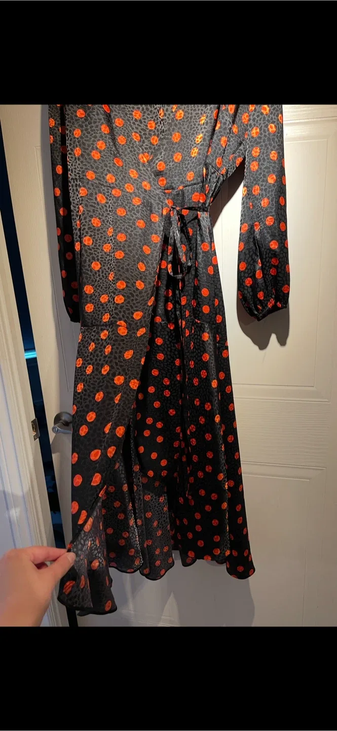 Live Unlimited London Black and Orange Wrap Dress size 14 image indicator(6)
