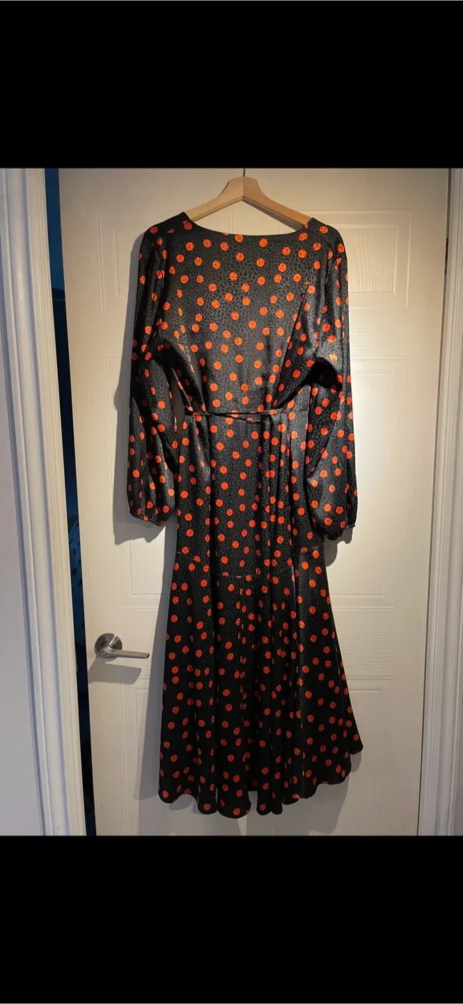 Live Unlimited London Black and Orange Wrap Dress size 14 image indicator(7)