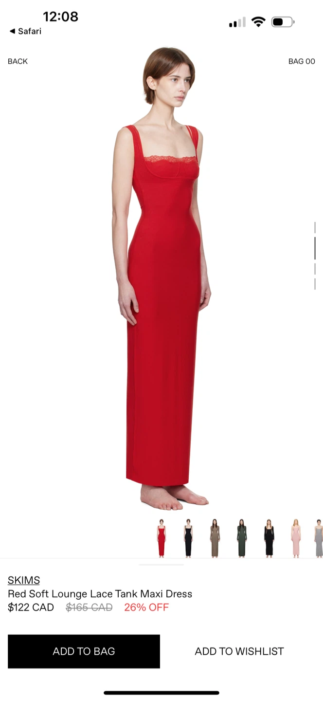 SKIMS Red Soft Lounge Lace Tank Maxi Dress