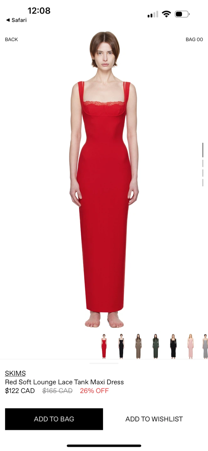 SKIMS Red Soft Lounge Lace Tank Maxi Dress - photo 2