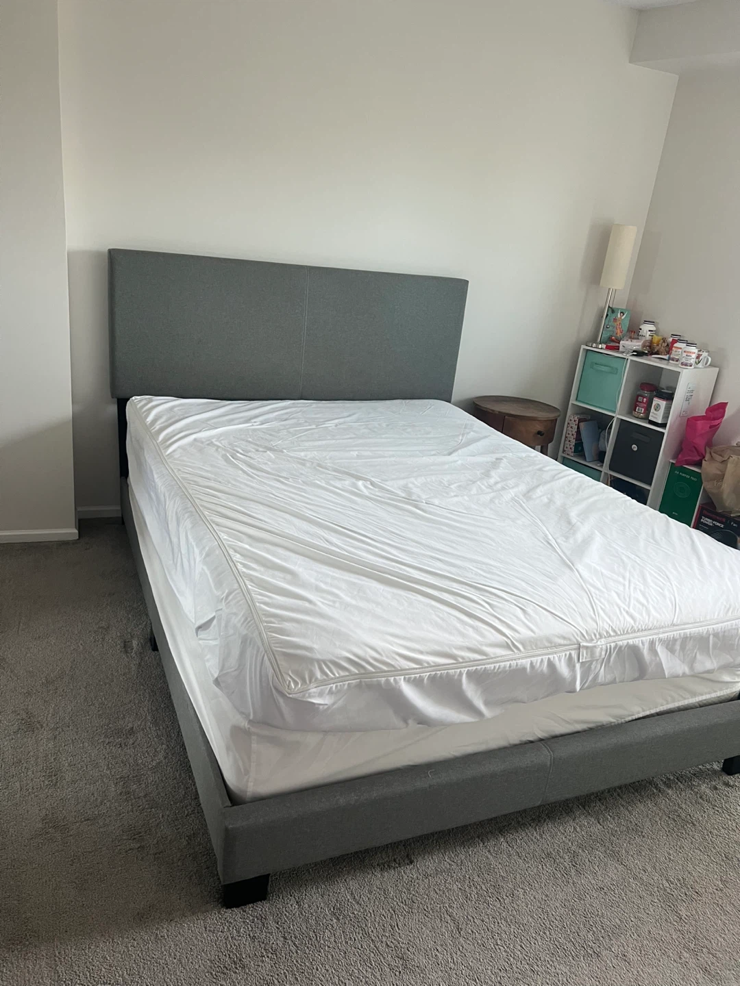 Grey Upholstered Queen Bed Frame + Mattress - photo 4