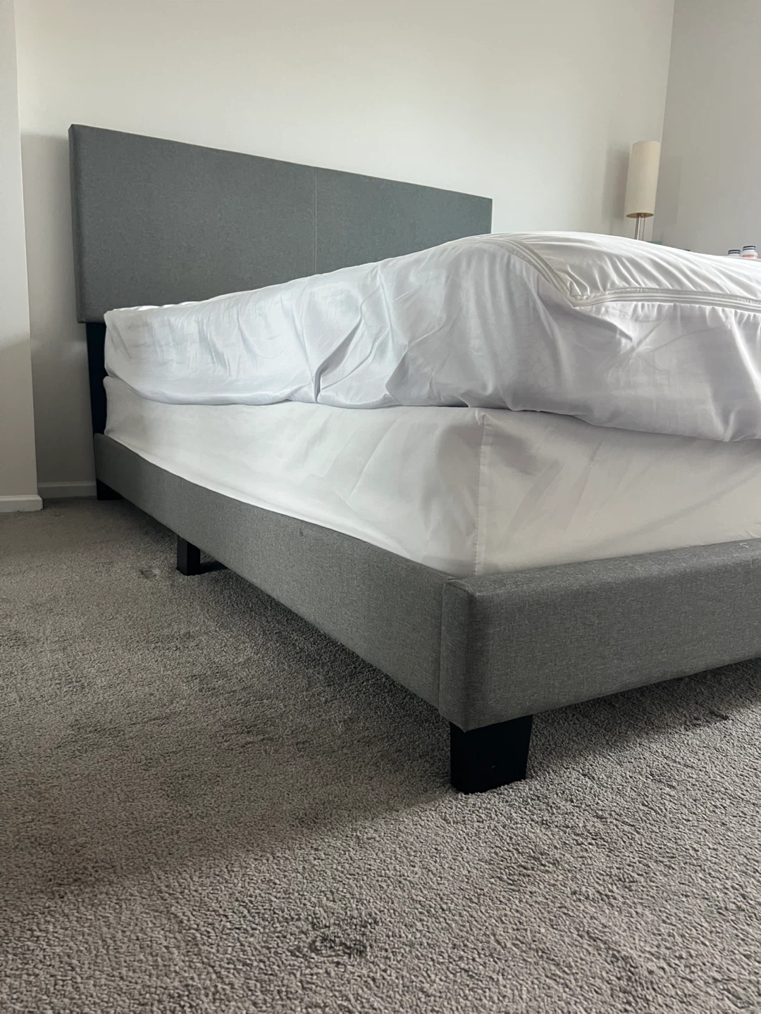 Grey Upholstered Queen Bed Frame + Mattress - photo 3