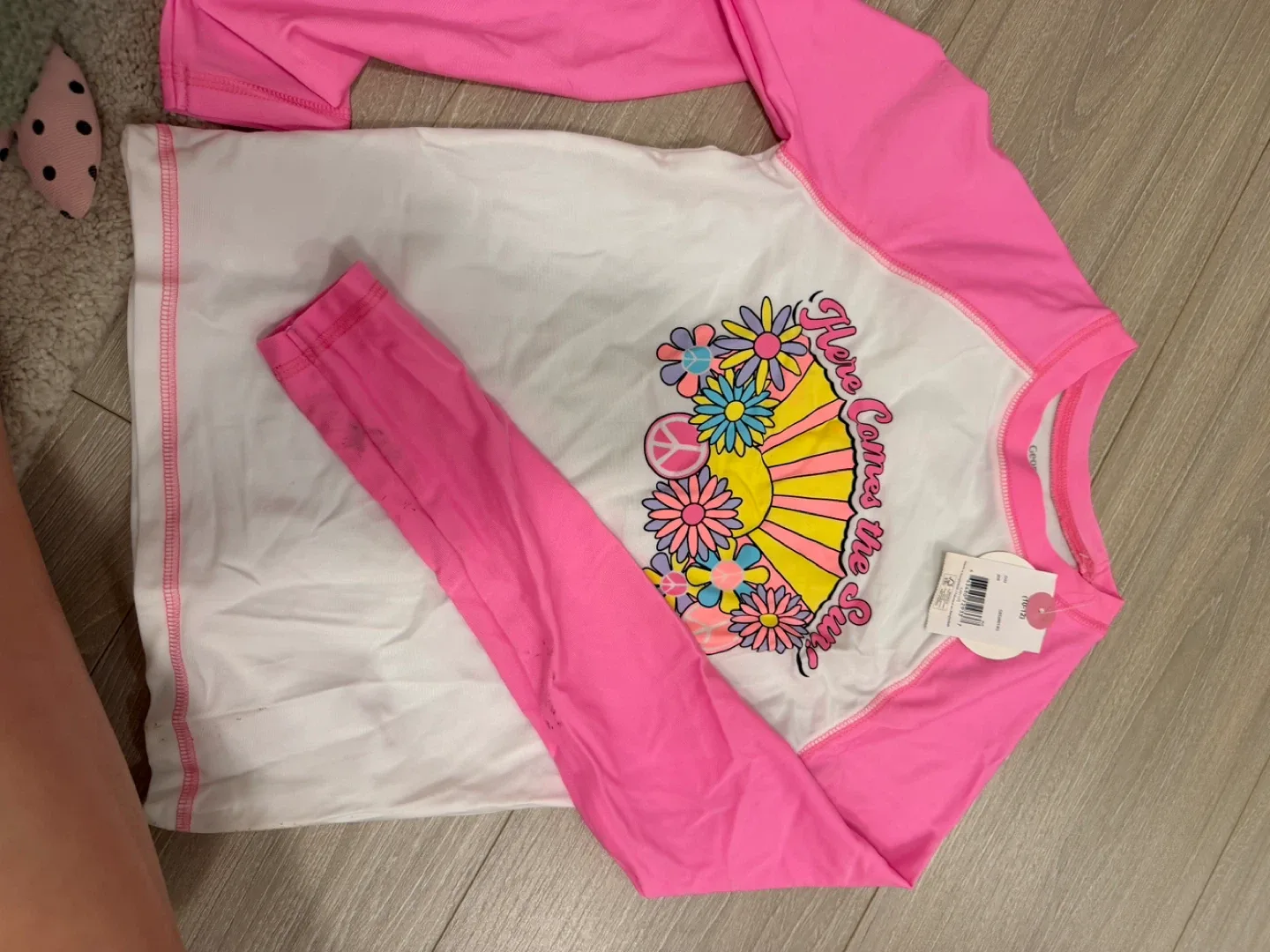 George Girls' Pink & White UV Protection Shirt (L)