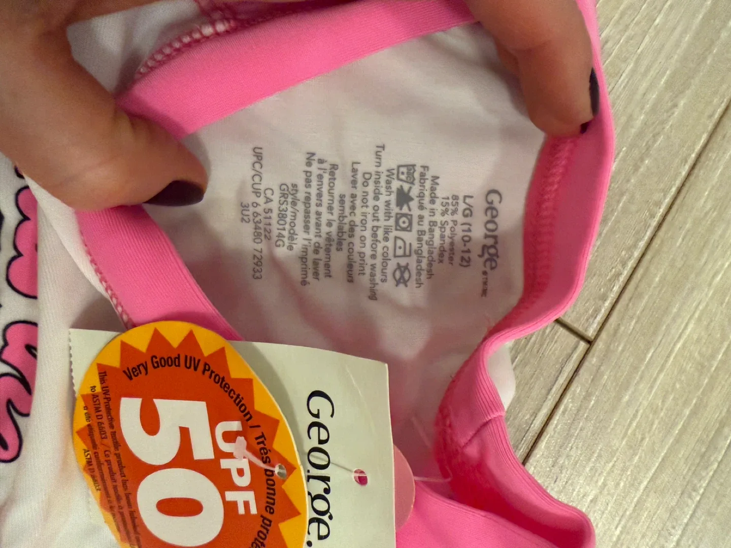 George Girls' Pink & White UV Protection Shirt (L) image indicator(3)