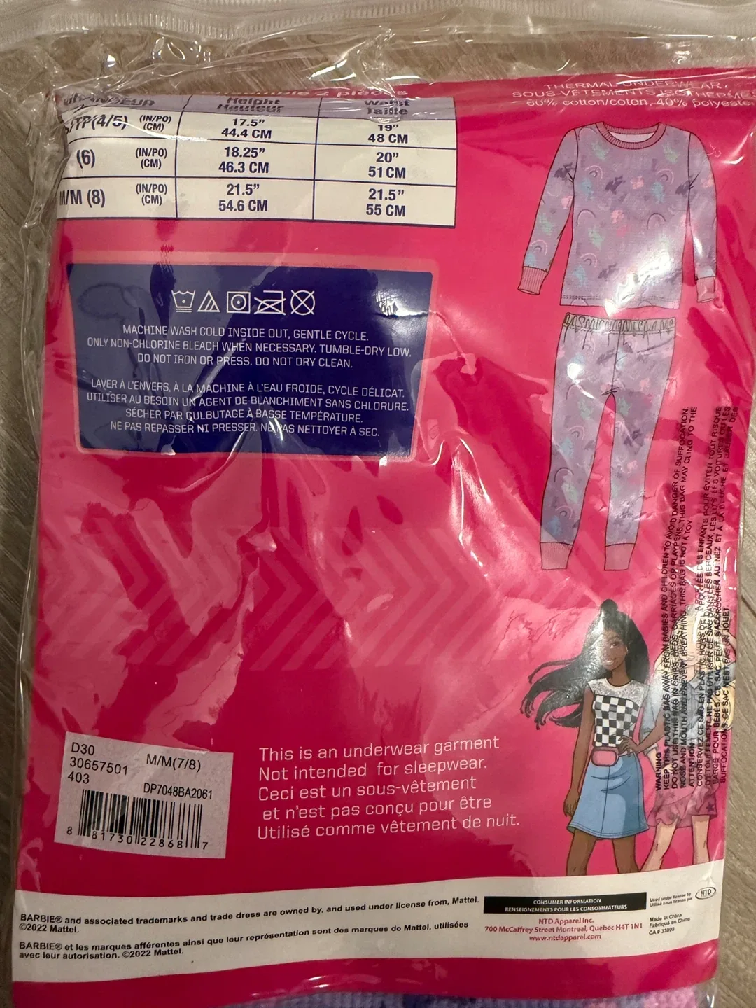 Barbie Thermal Underwear Set - Size M/M (7/8) image indicator(2)