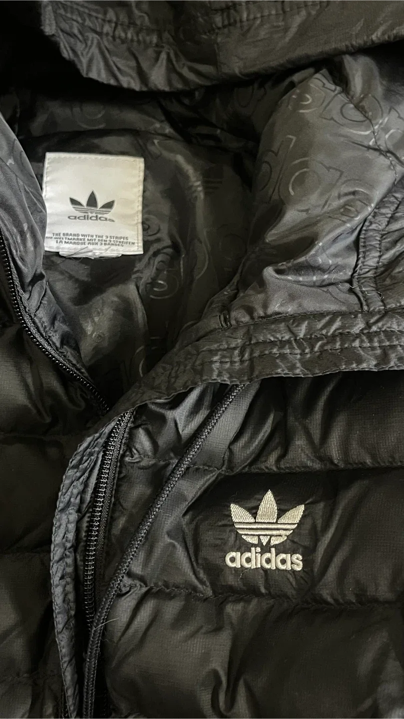 Adidas Black Padded Jacket with Stripes image indicator(2)