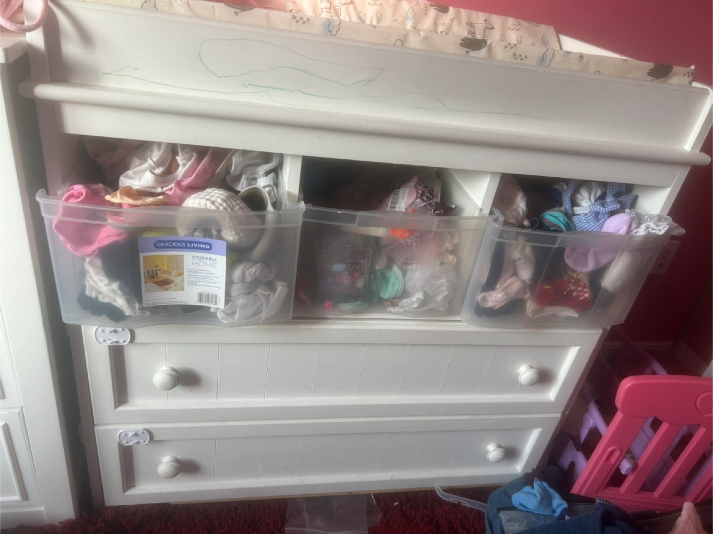 Gracious diaper change table and Storage Home Bins