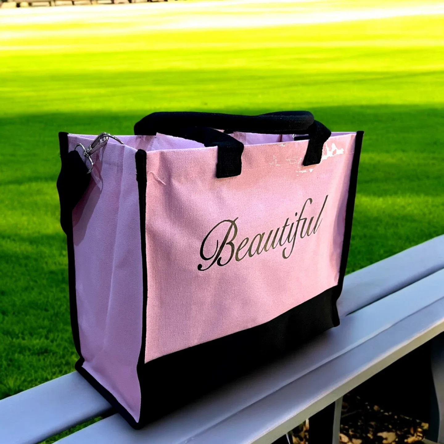 Pink & Black Tote Bag - 'Beautiful' thumbnail