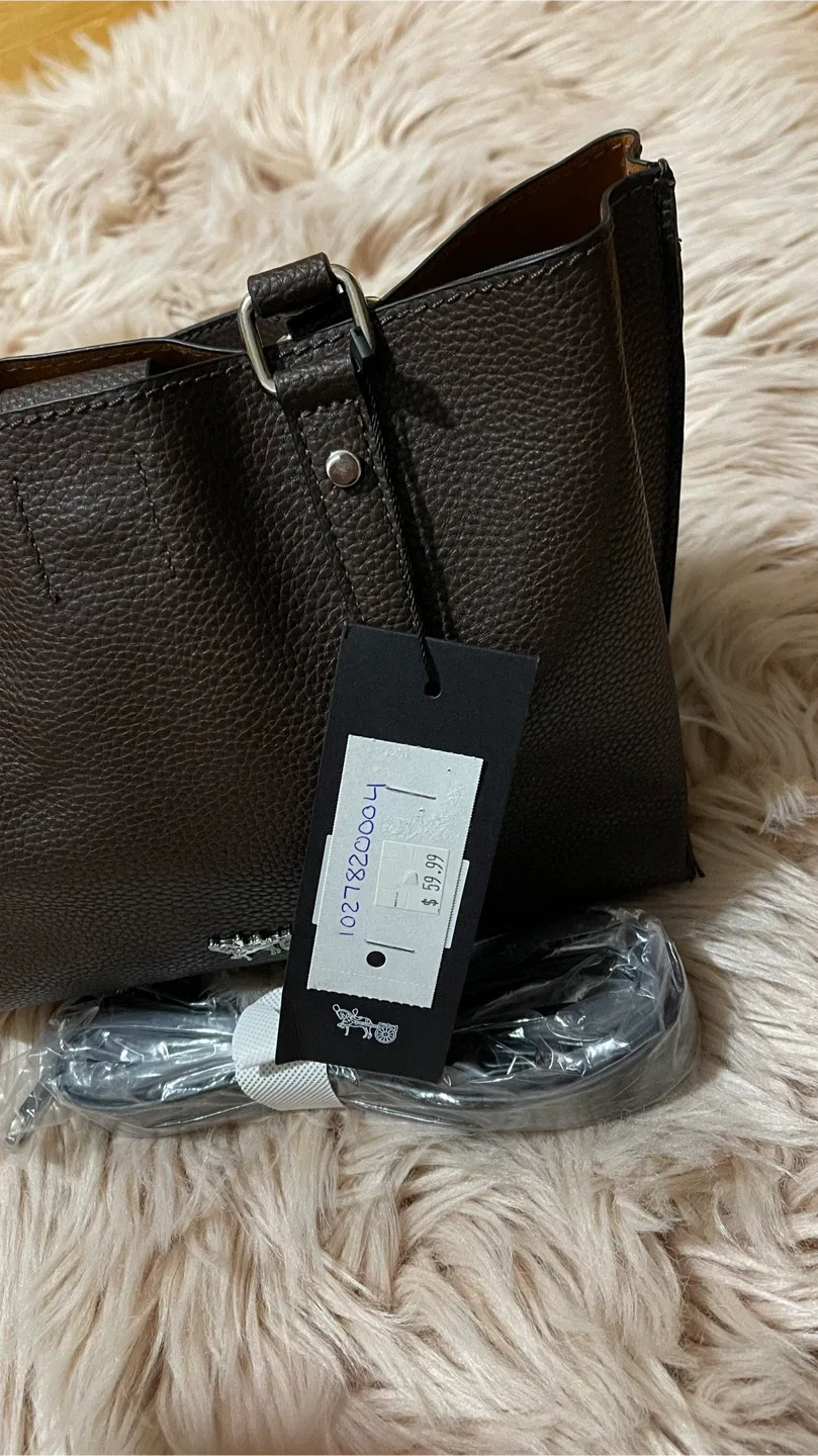 New Coach Leather Tote Bag Brown image indicator(5)