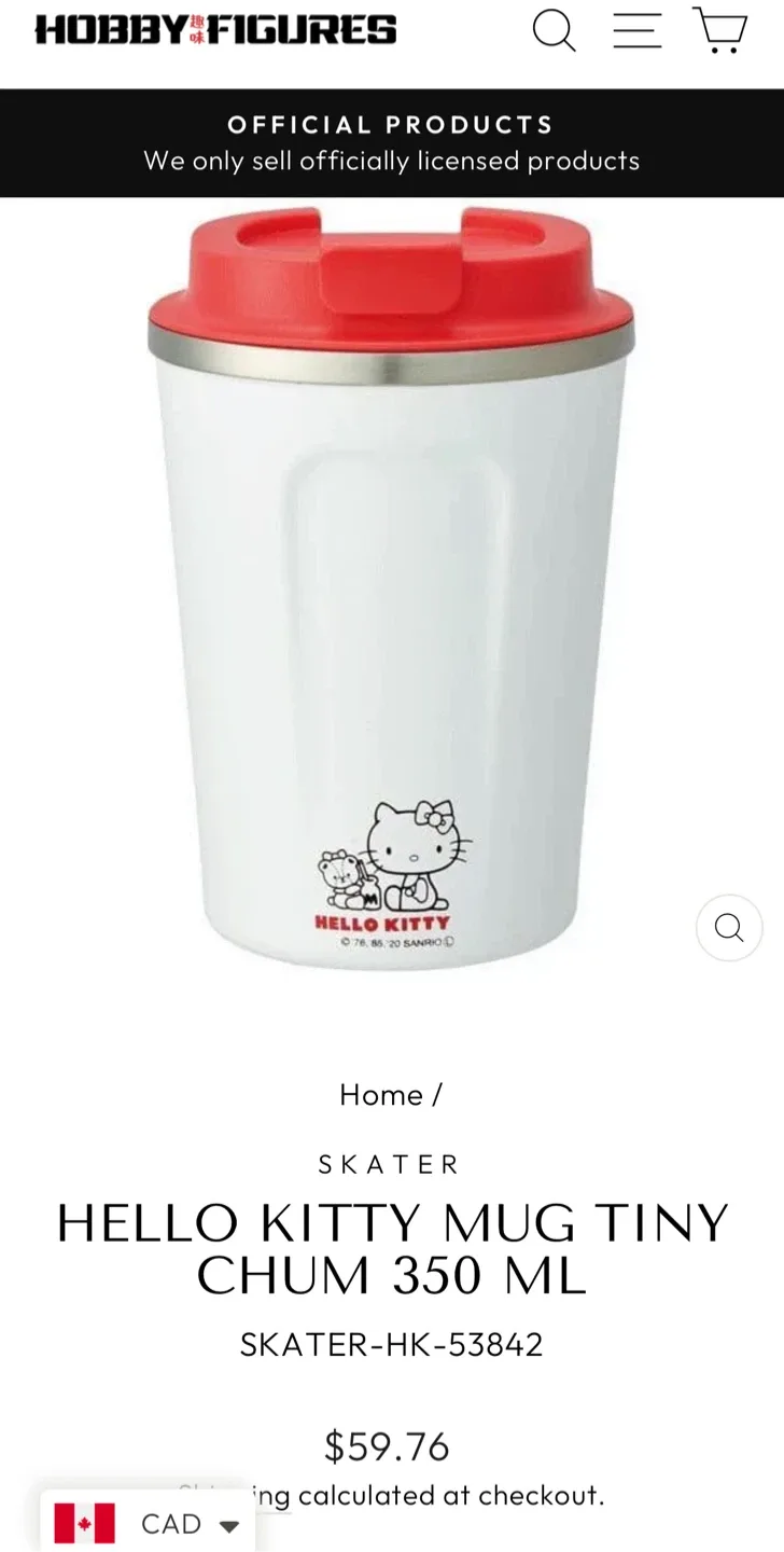 (Retail $68)New Hello Kitty Skater Mug Tiny Chum - 350 ML image indicator(3)