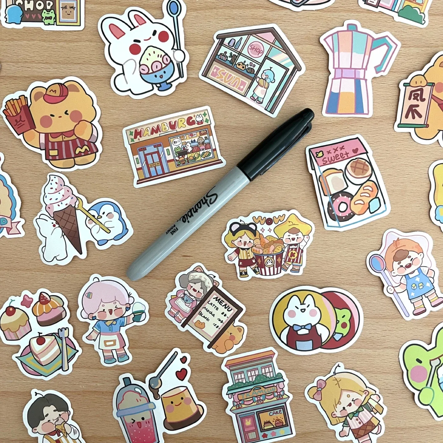 Pack of 62 Kawaii Dessert & Snack Shop Stickers image indicator(7)