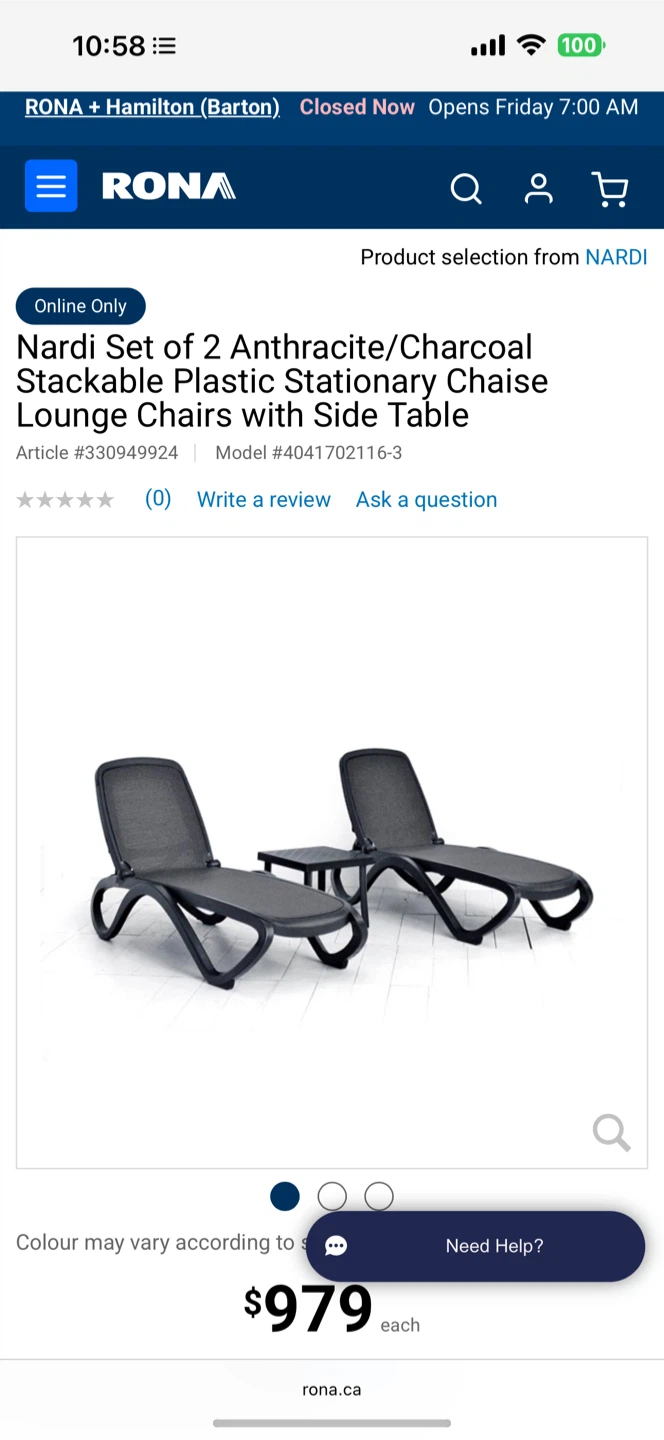 2 Backyard, Full Reclining, Patio Lounge Chairs + side table