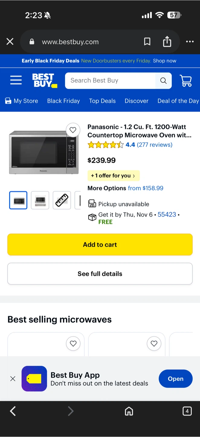 Panasonic 1.2 Cu. Ft. Countertop Microwave - photo 3