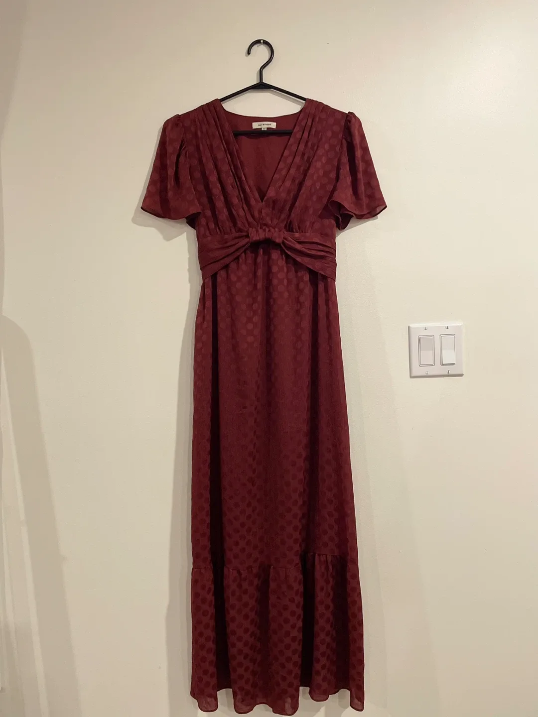 Max Studio Burgundy Polka Dot Maxi Dress - XS