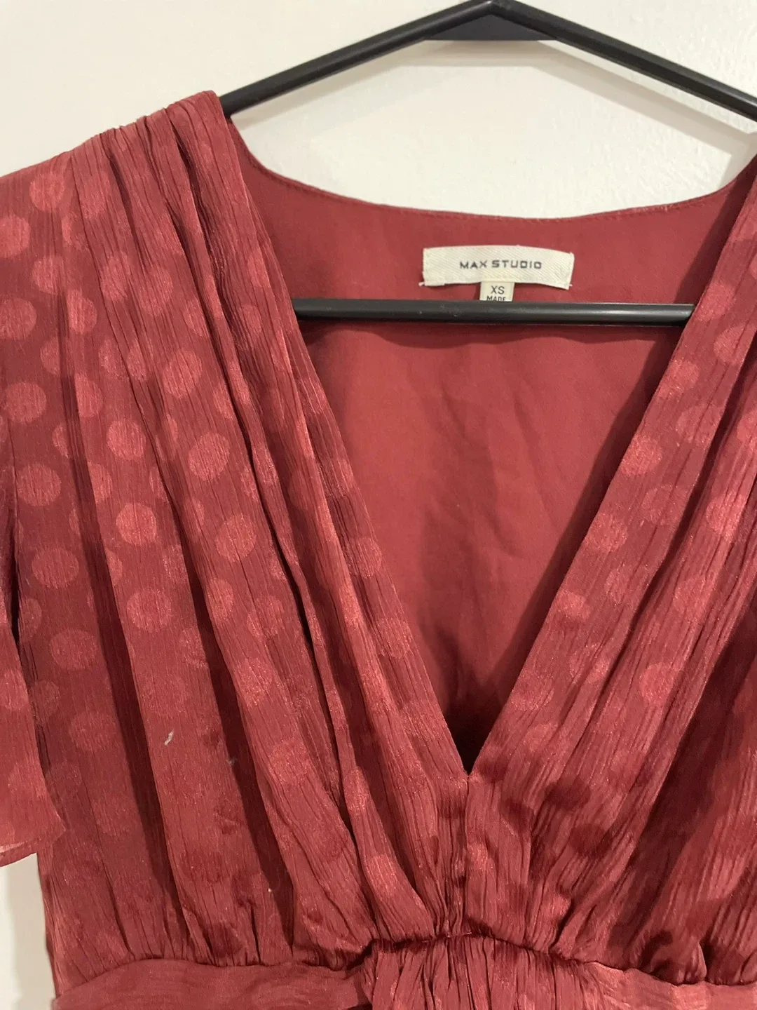 Max Studio Burgundy Polka Dot Maxi Dress - XS image indicator(2)