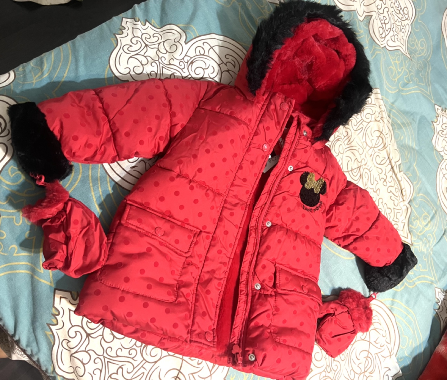 Mickey & Minnie Mouse Red Winter Jacket(Size 1 1/2-2 Years)