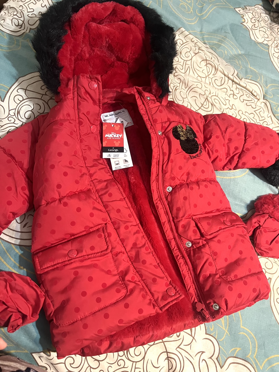 Mickey & Minnie Mouse Red Winter Jacket(Size 1 1/2-2 Years) - photo 2
