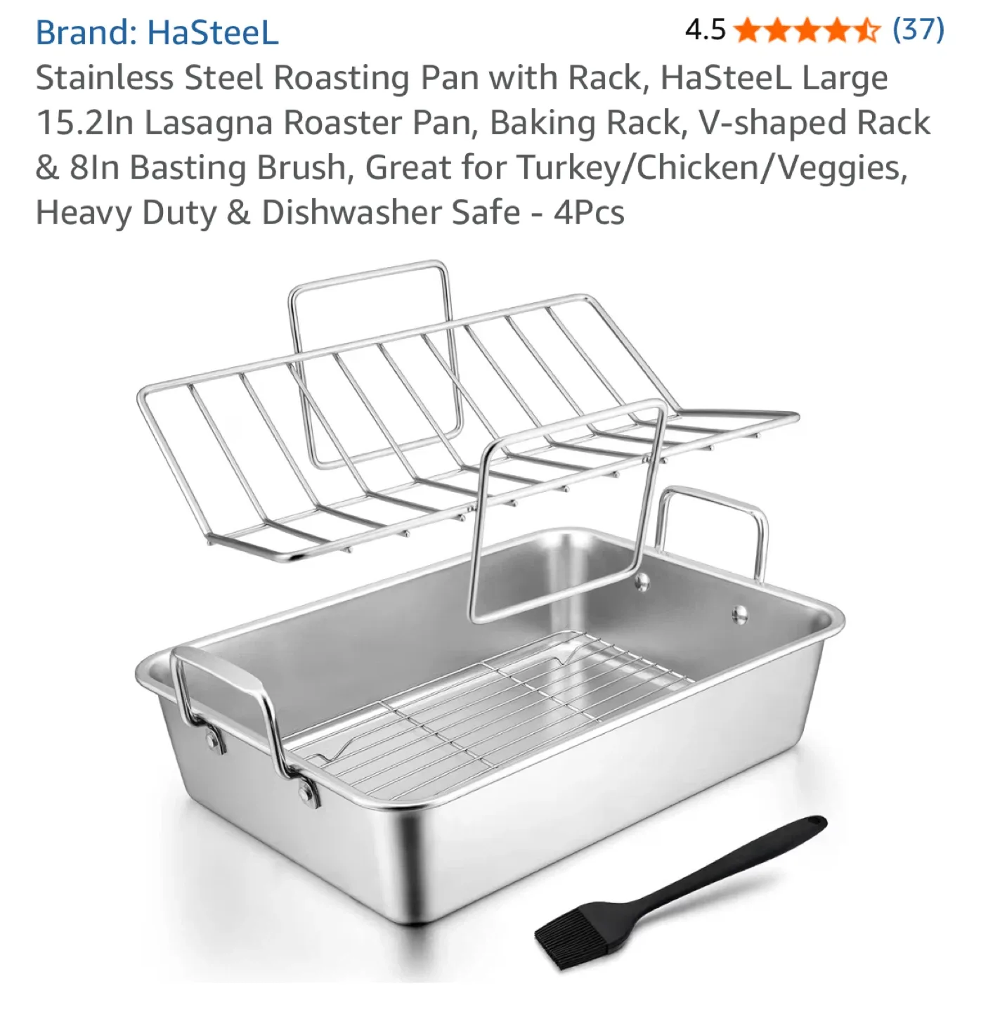 Large Stainless Steel Roasting Pan with Rack image indicator(6)