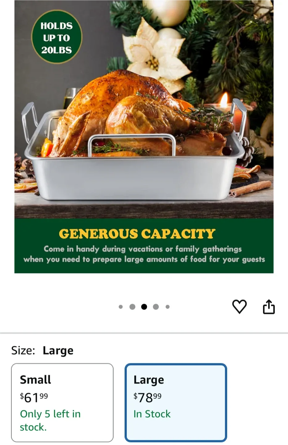 Large Stainless Steel Roasting Pan with Rack image indicator(3)