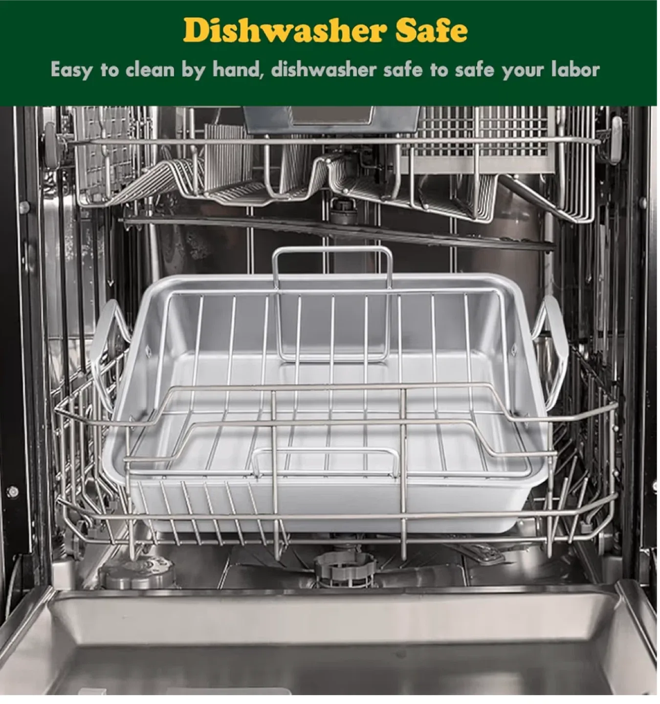 Large Stainless Steel Roasting Pan with Rack image indicator(2)