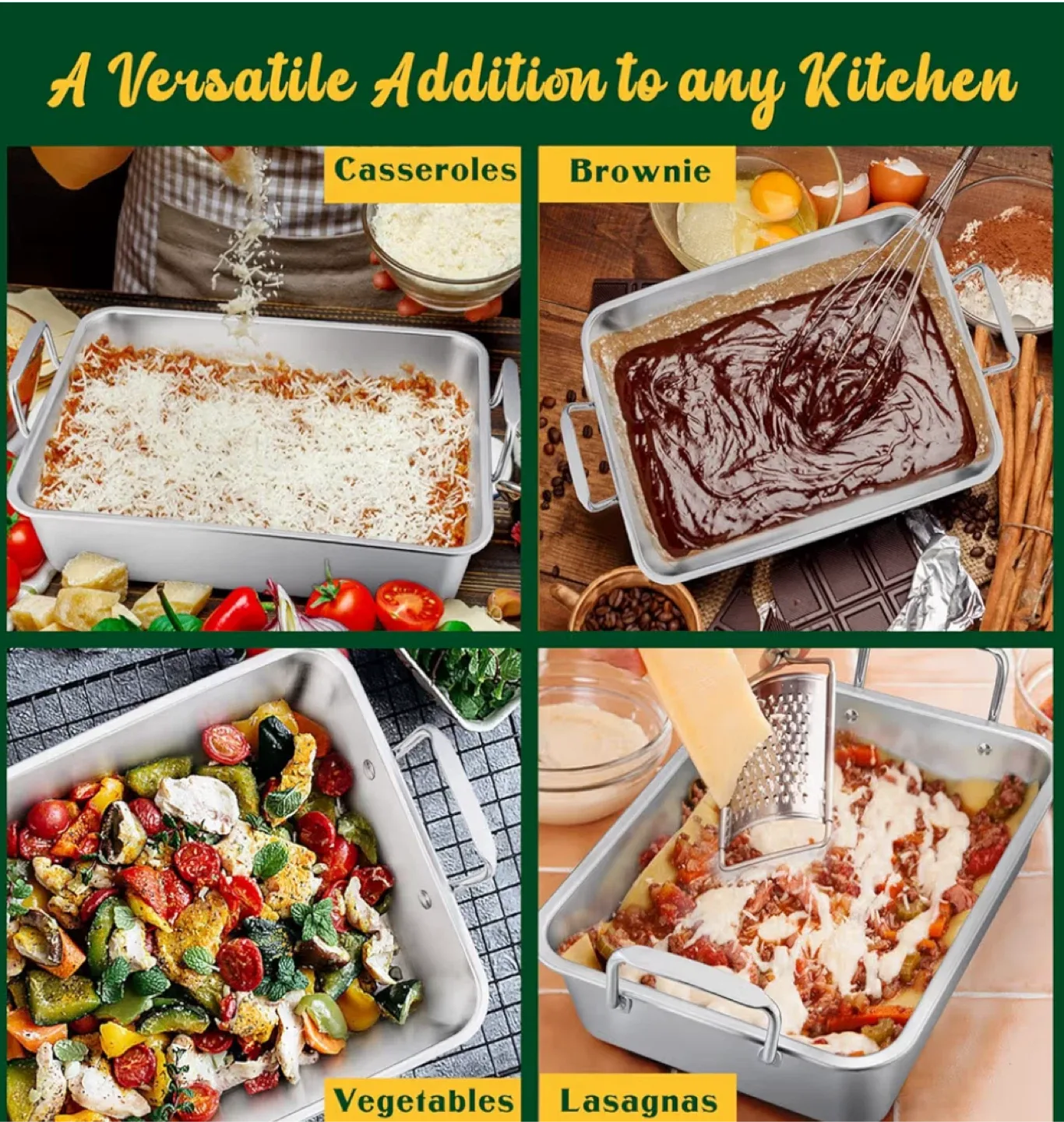 Large Stainless Steel Roasting Pan with Rack image indicator(5)