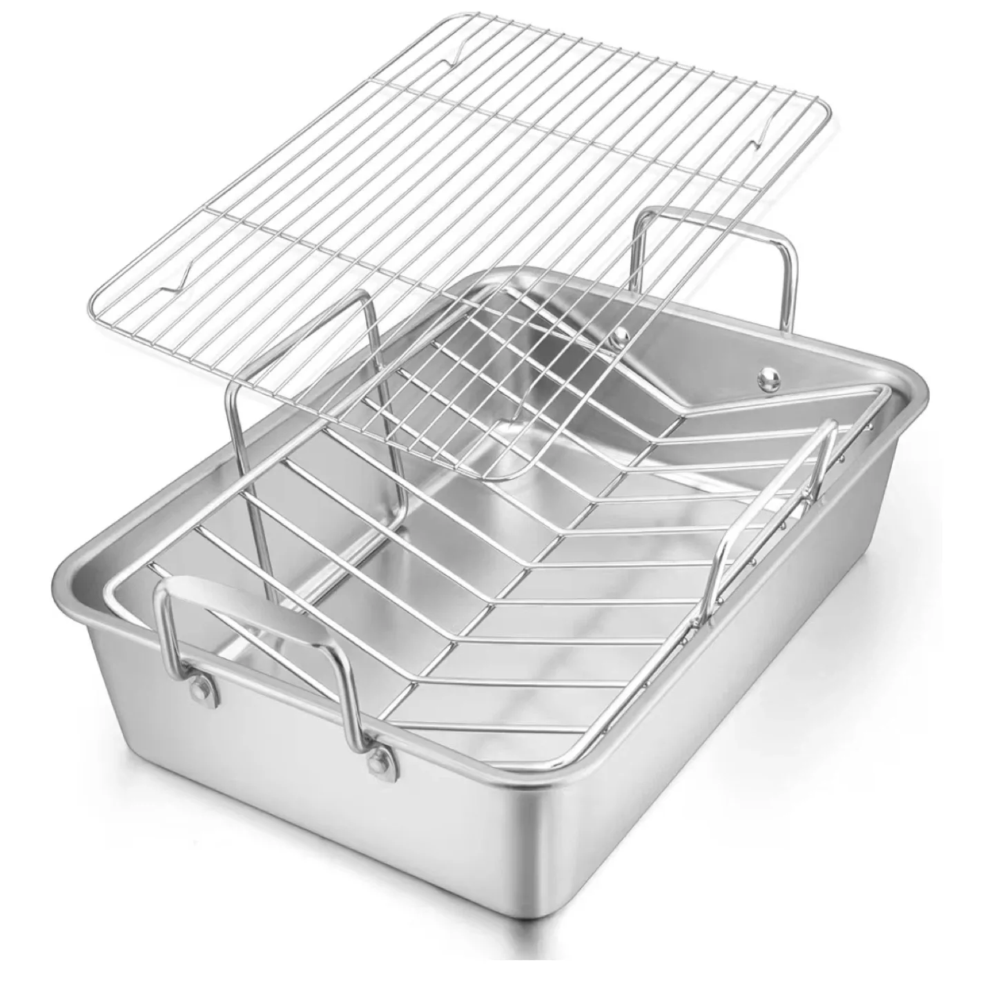 Large Stainless Steel Roasting Pan with Rack image indicator(7)