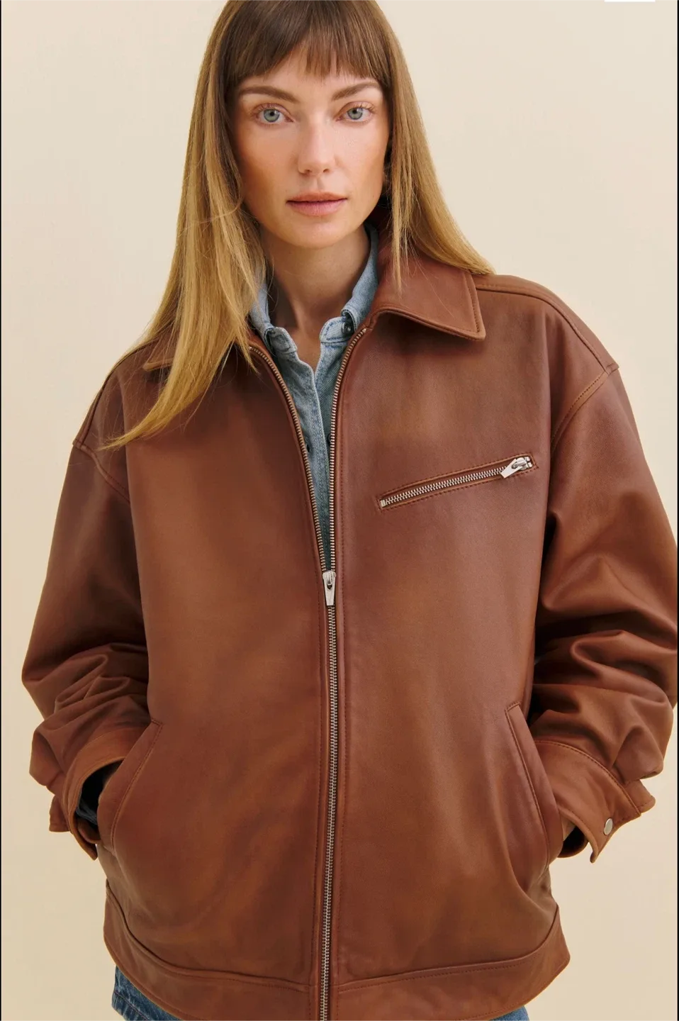 REFORMATION x VEDA Marco Leather Jacket thumbnail