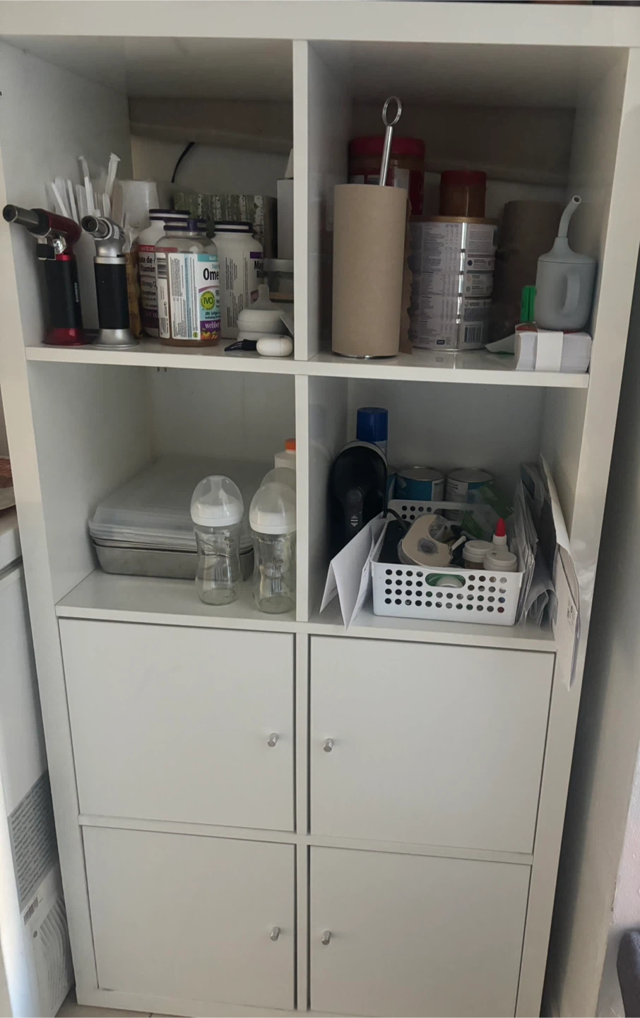 White cube storage shelf