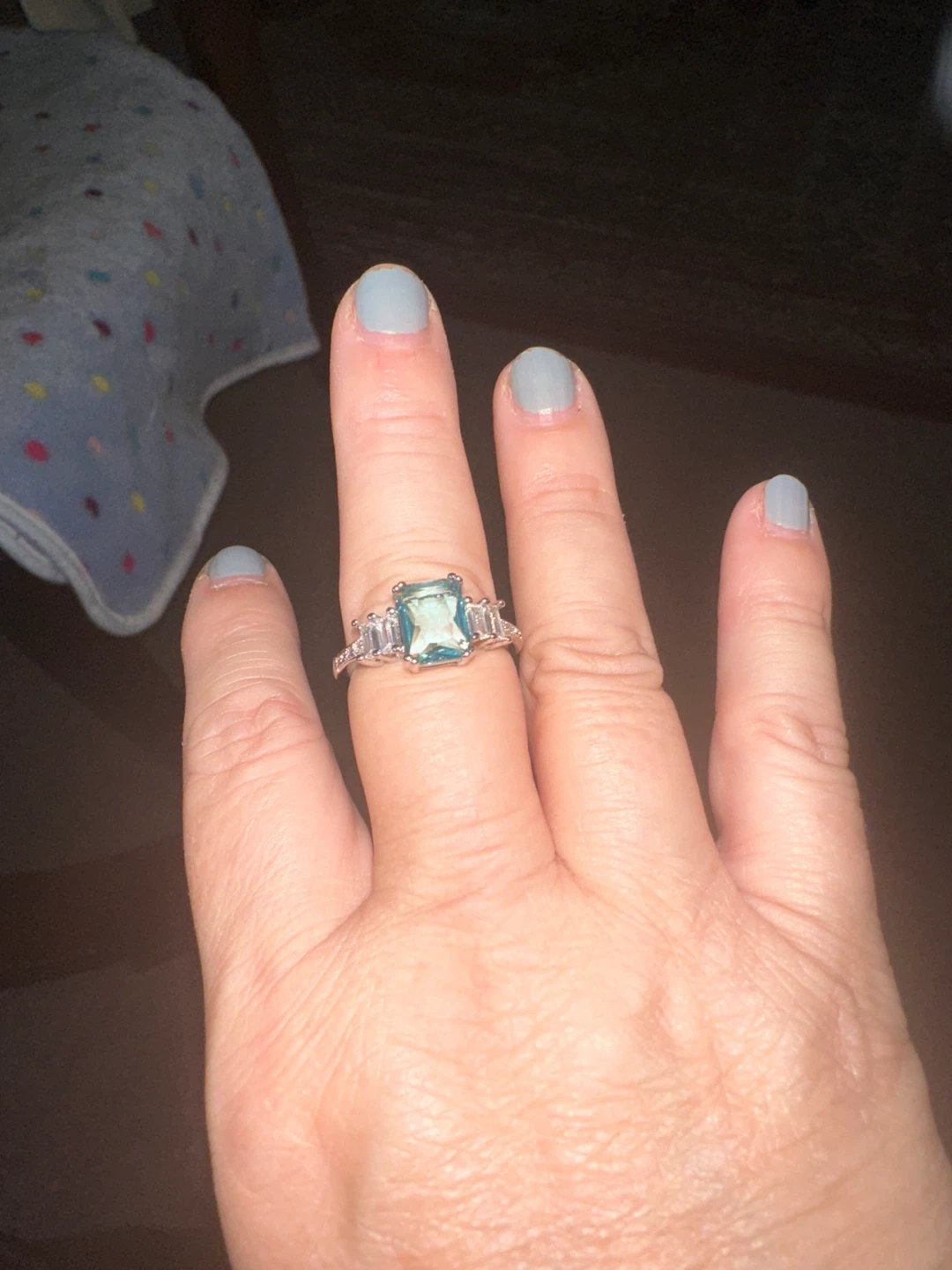 Aquamarine & White Sapphire Ring