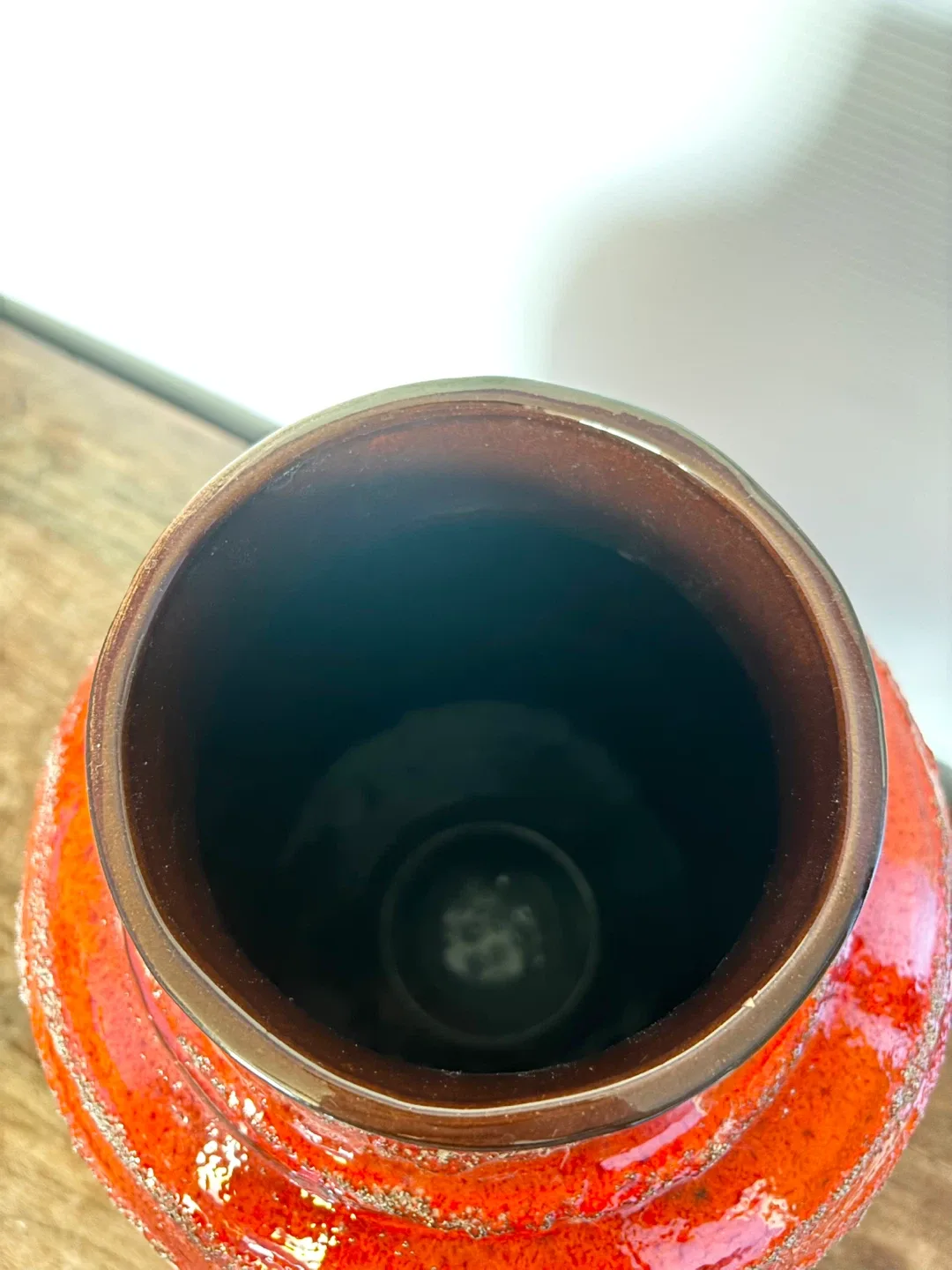 Large orange mid century modern west German lava floor vase image indicator(3)