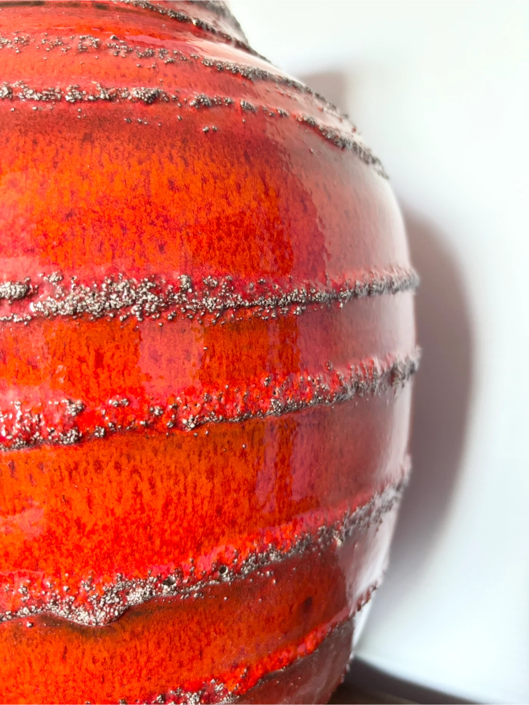 Large orange mid century modern west German lava floor vase - photo 2