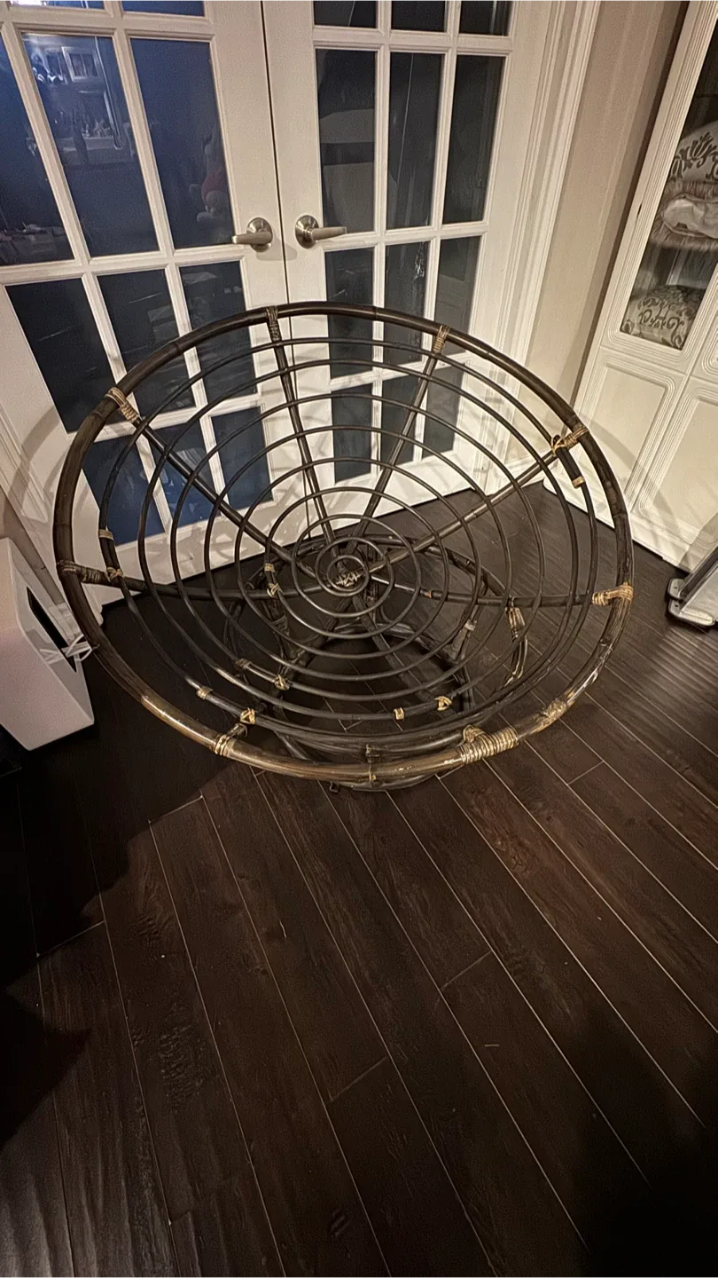 Oversized Papasan Chair with Teal Cushion image indicator(3)