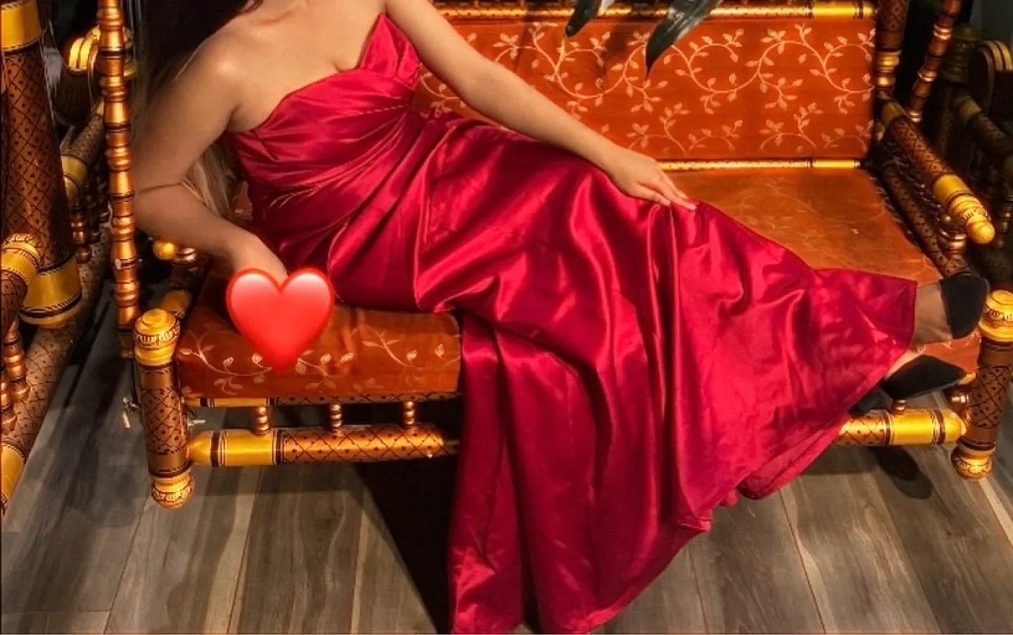 Red Satin Strapless Gown image indicator(2)