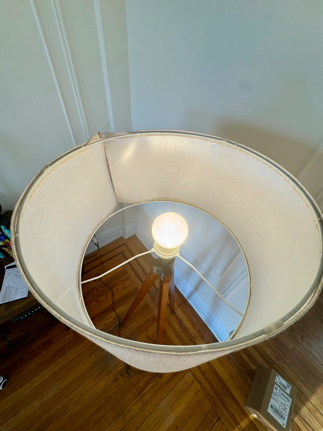 Tripod Floor Lamp with Linen Shade - photo 3