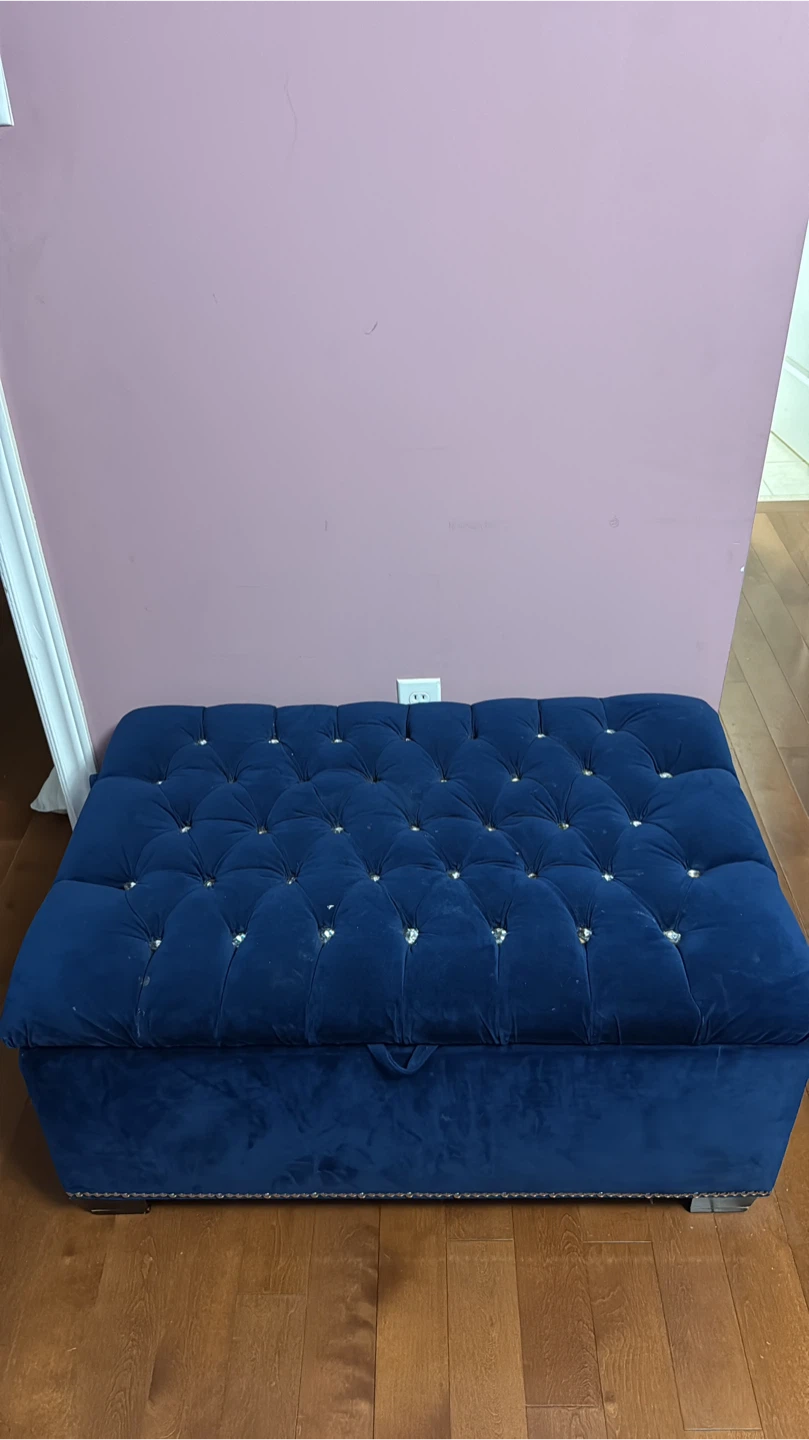 Blue Velvet Armchairs and Ottoman Set - photo 2