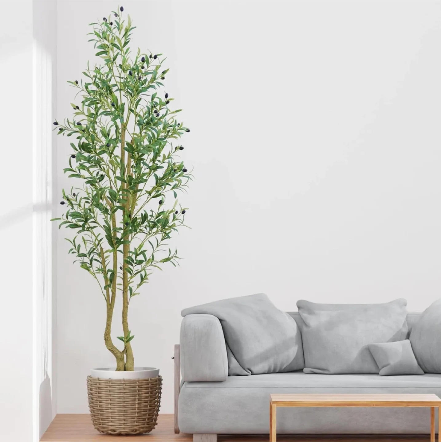 Artificial Olive Tree 6ft with Adjustable Branches and White Pot
