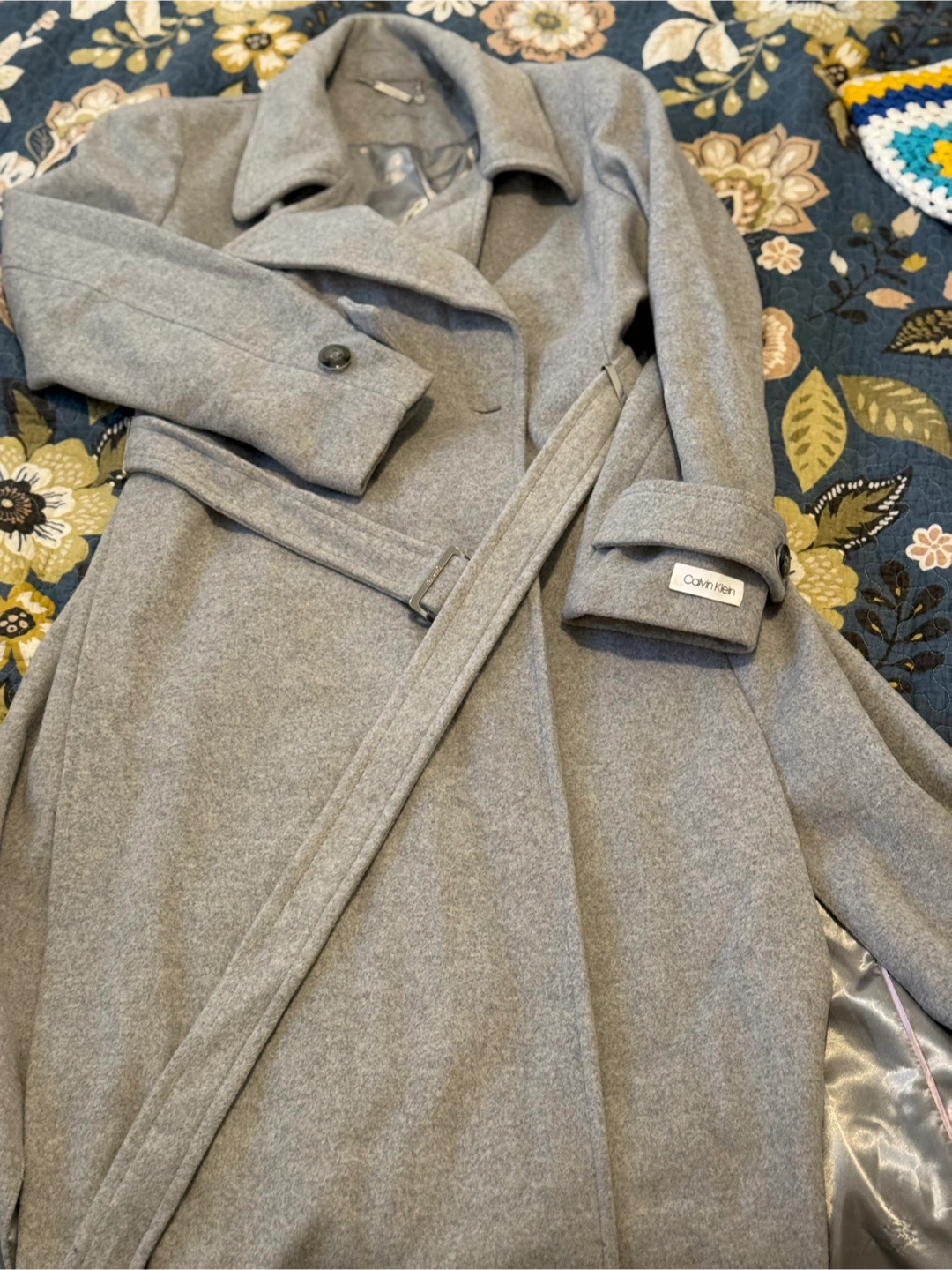 Calvin Klein Grey Wool Blend Coat
