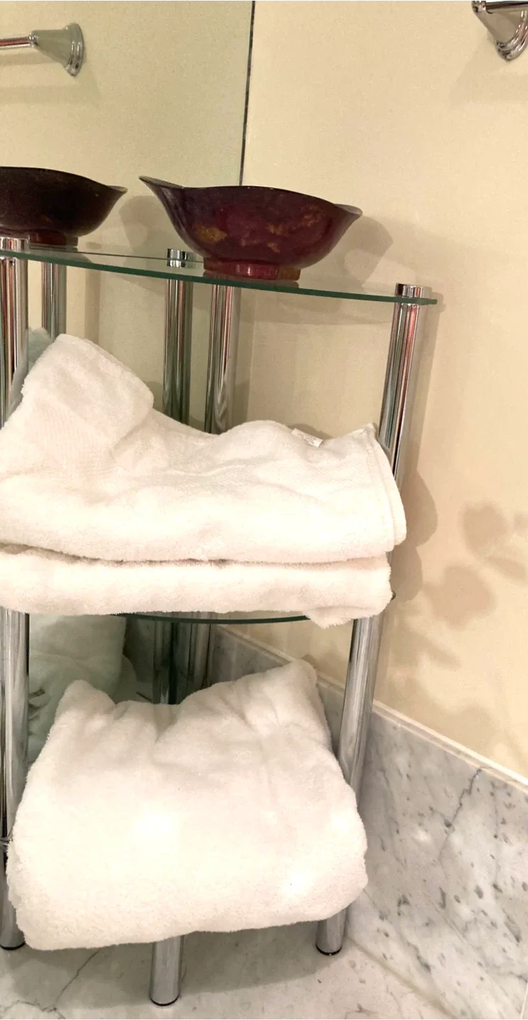 A pair of 3 tier Glass Corner Shelves image indicator(3)