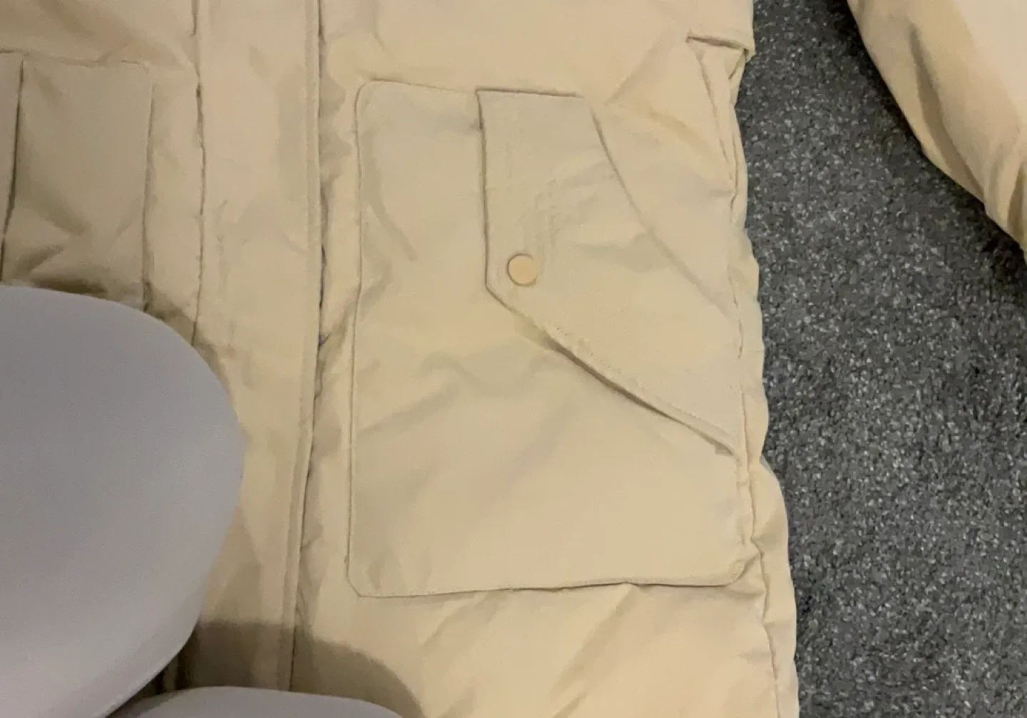 Beige Puffer Coat with Fur Hood image indicator(2)