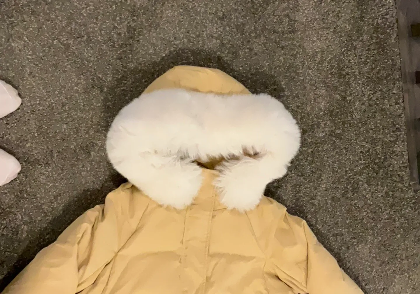Beige Puffer Coat with Fur Hood image indicator(3)