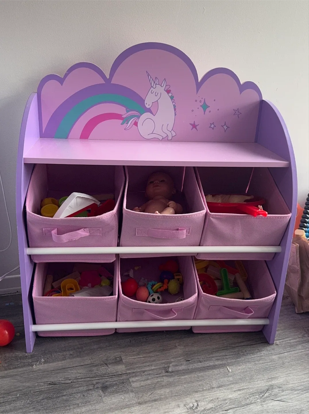 Unicorn Toys Storage Organizer with 6 Bins image indicator(2)