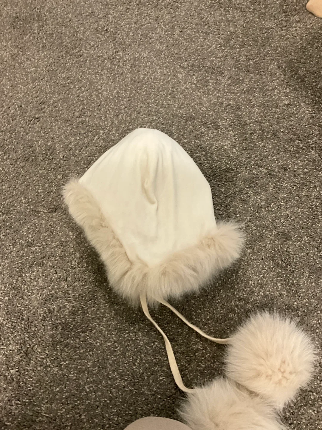 Cream Trapper Hat with Faux Fur Trim image indicator(4)