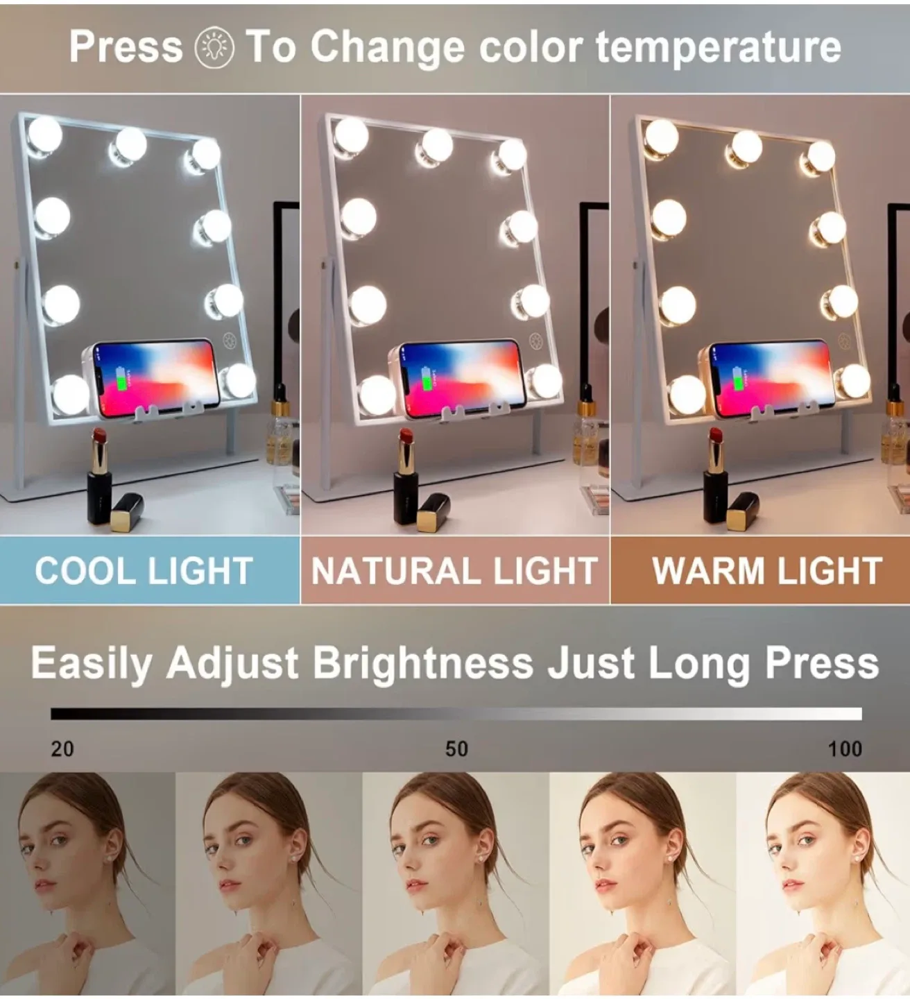 Hollywood Style Vanity Mirror with Lights image indicator(3)