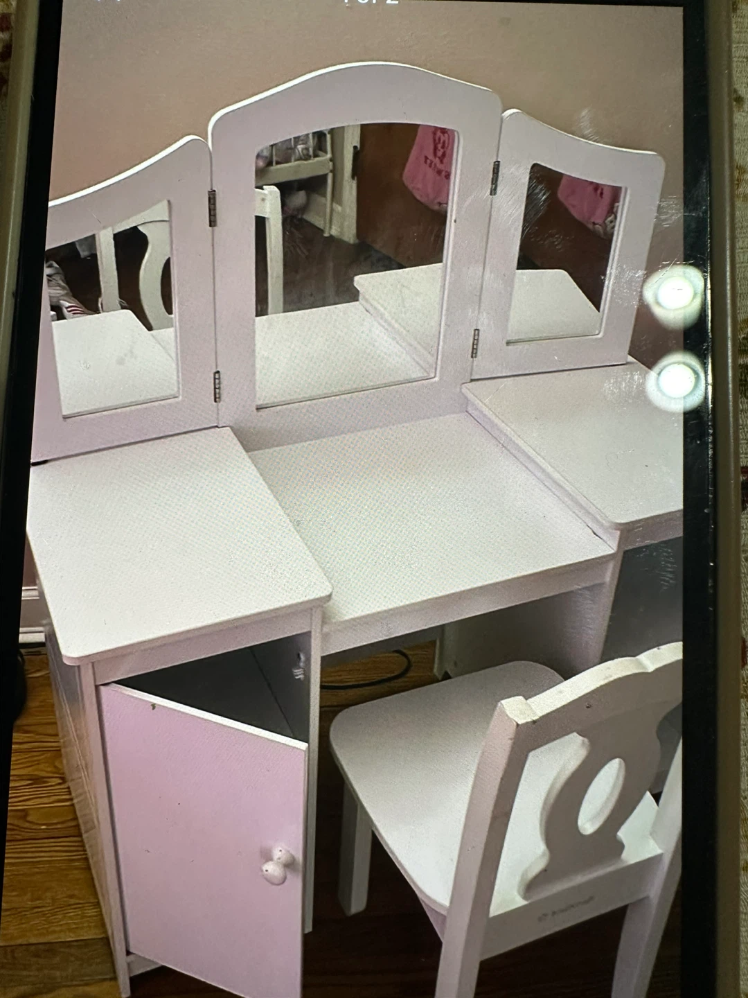 Kids White Vanity Table with Chair