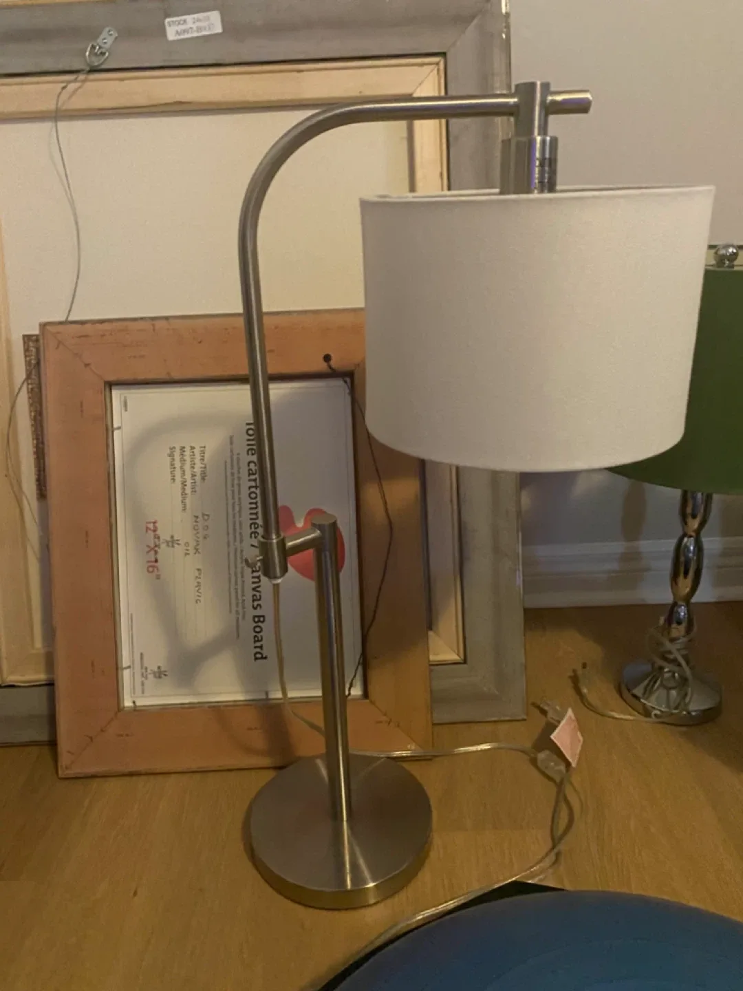 Silver Table Lamp with White Shade