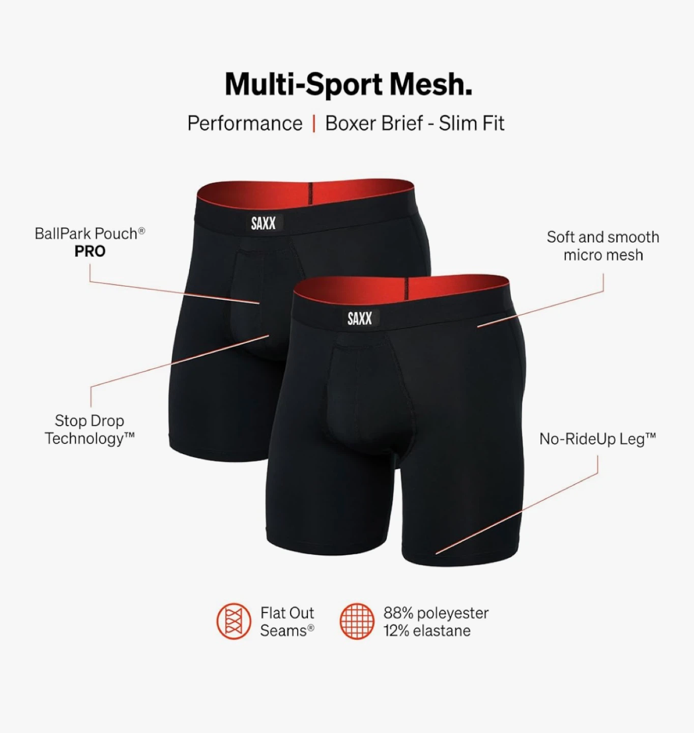 SAXX Mens Underwear Multi-Sport Mesh - 2 Pack, Medium - photo 5