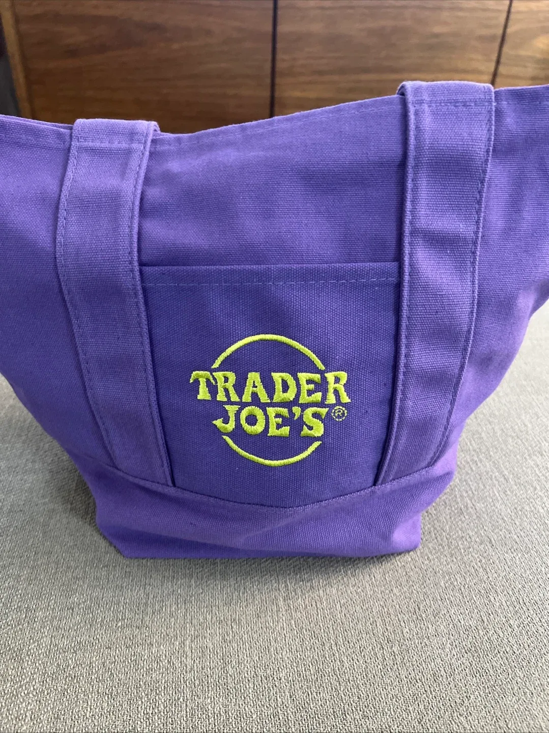 Trader Joe's Purple Canvas Tote Bag thumbnail