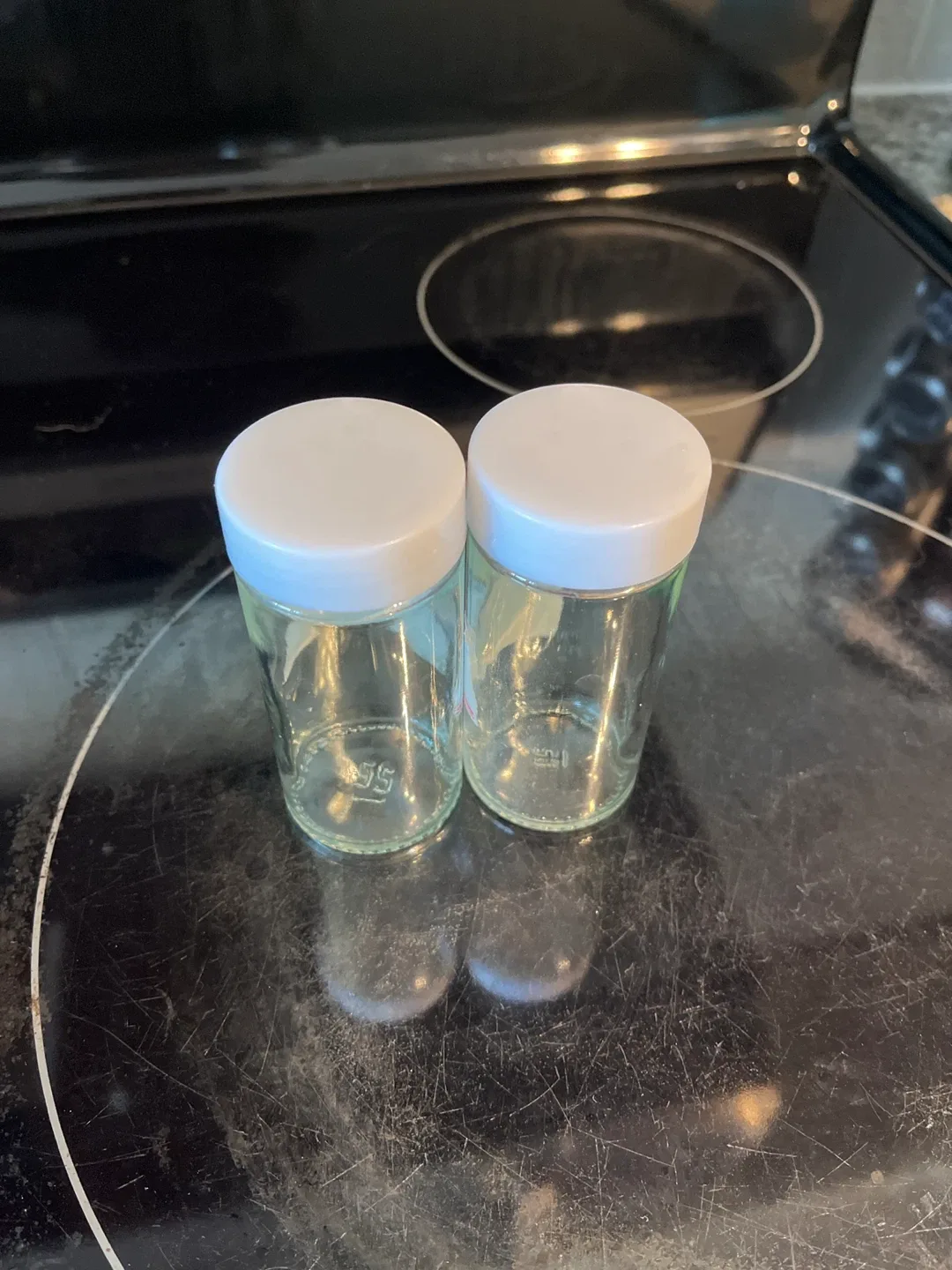 Glass Spice Shakers salt and pepper- Set of 2