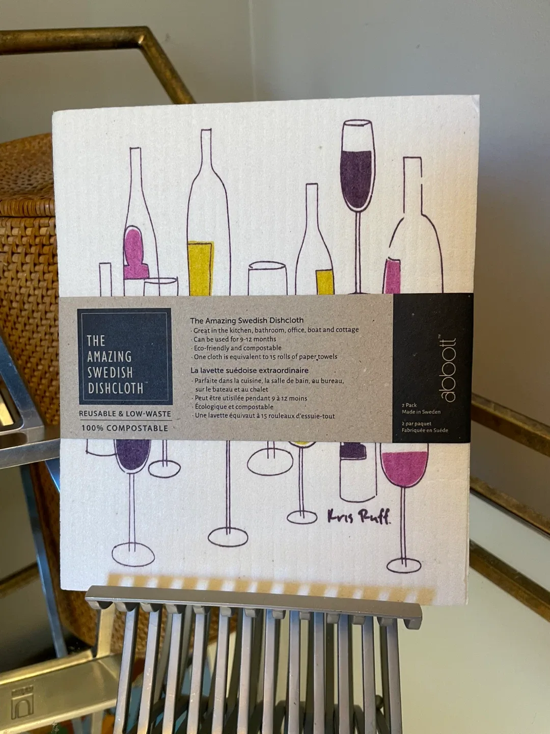 Wine Lovers Swedish Dishcloths lack of 2 NEW image indicator(2)