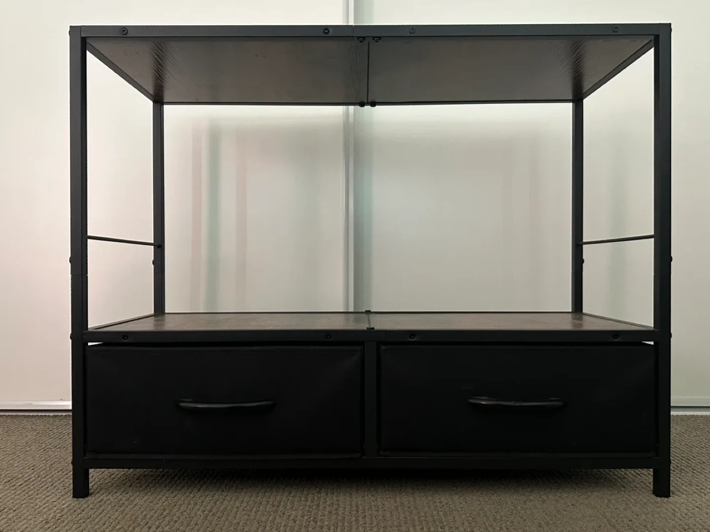 Black Metal Frame Comsole Shelf with 2 Drawers image indicator(4)